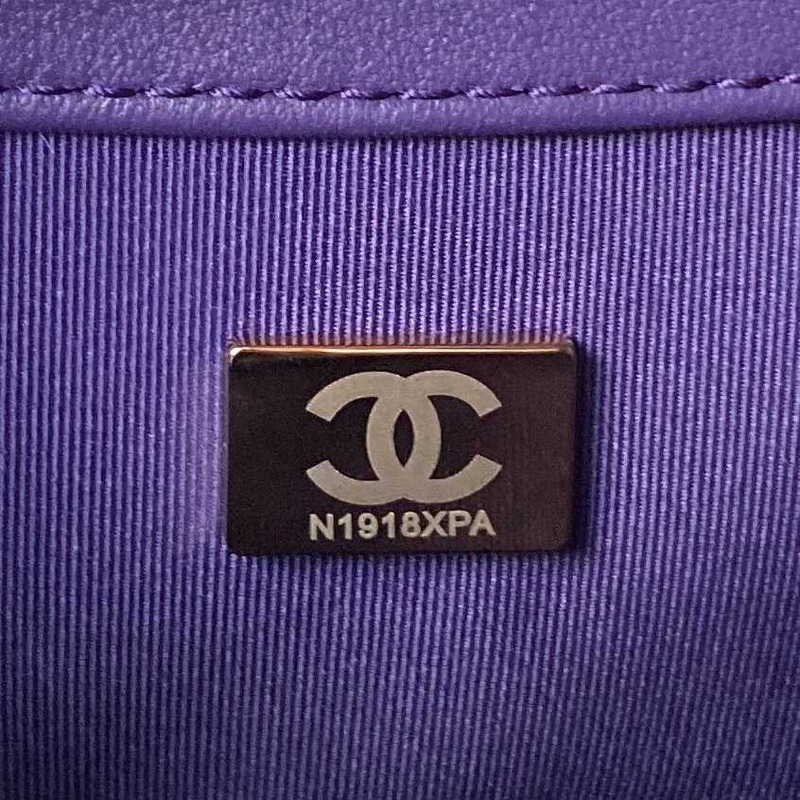 Ch*el small messenger bag lambskin & gold-tone metal purple
