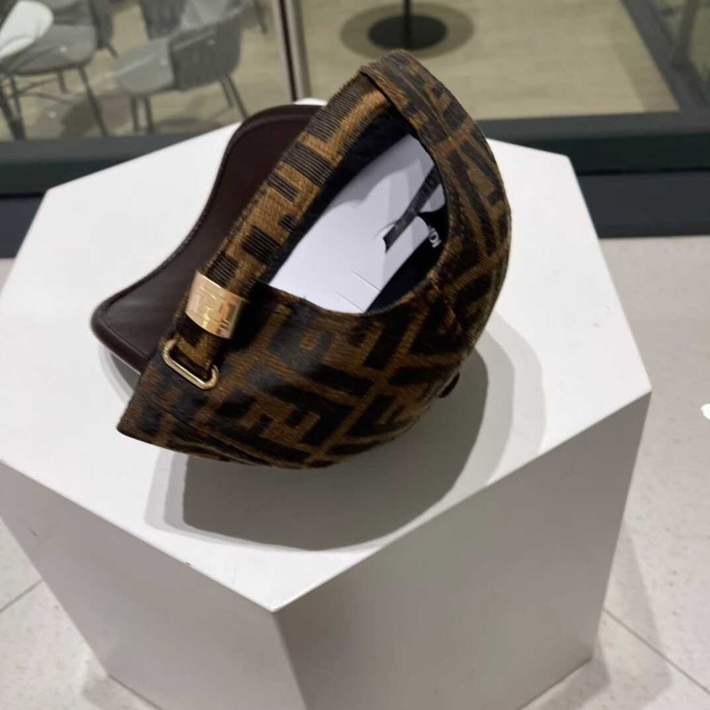 F**di ff motif jacquard denim baseball cap brown