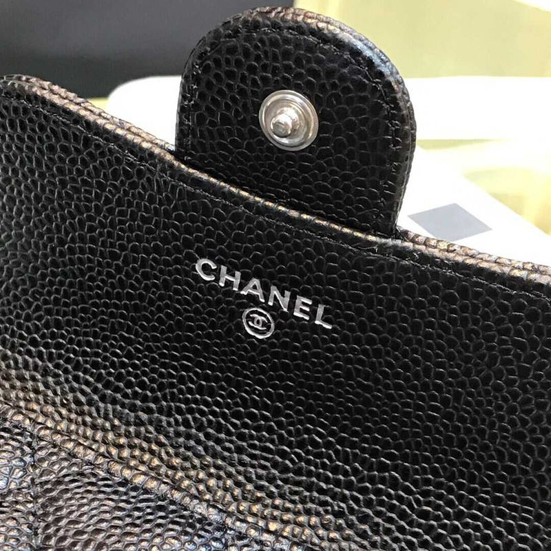 Ch*el caviar small flap wallet black