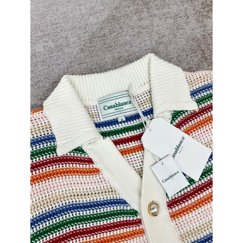 Casablanca Braid Striped Crochet-Knit Shirt - Farfetch