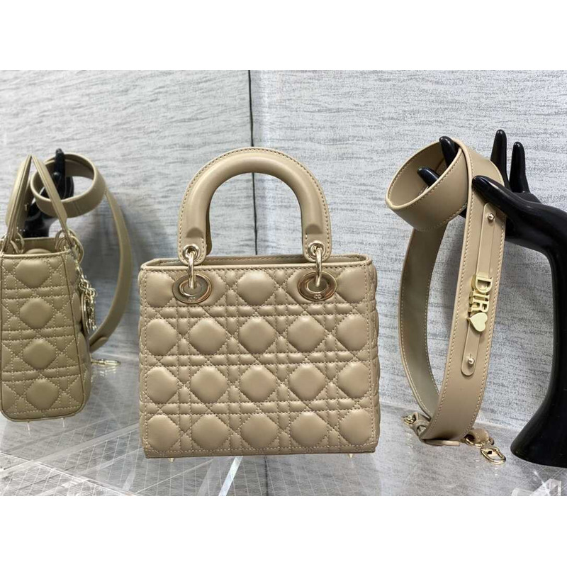 D*or small lady D*or my abcD*or handbag  vine print in sandy brown sheepskin