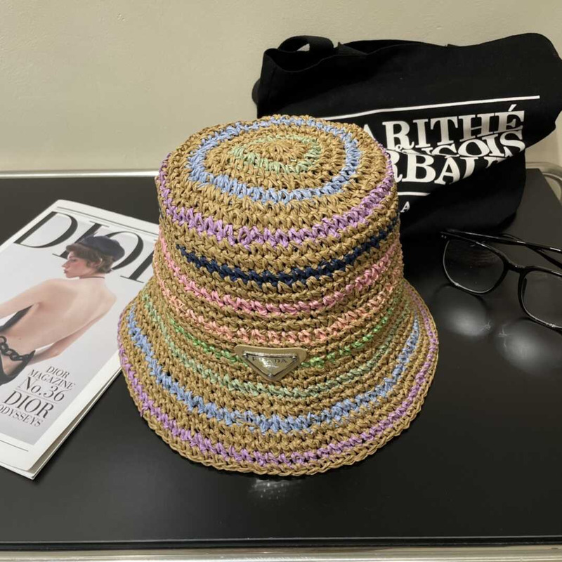 Pra*a woven fabric bucket hat in multicolor