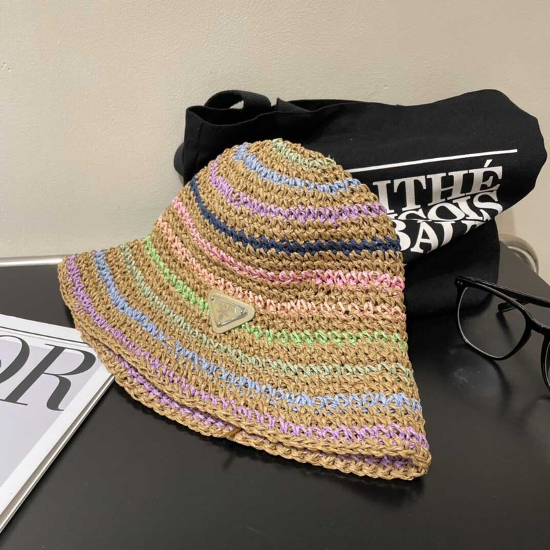 Pra*a woven fabric bucket hat in multicolor