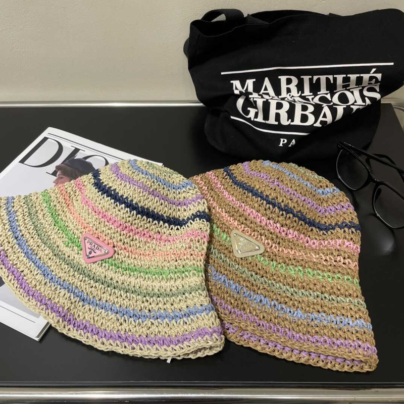 Pra*a woven fabric bucket hat in multicolor