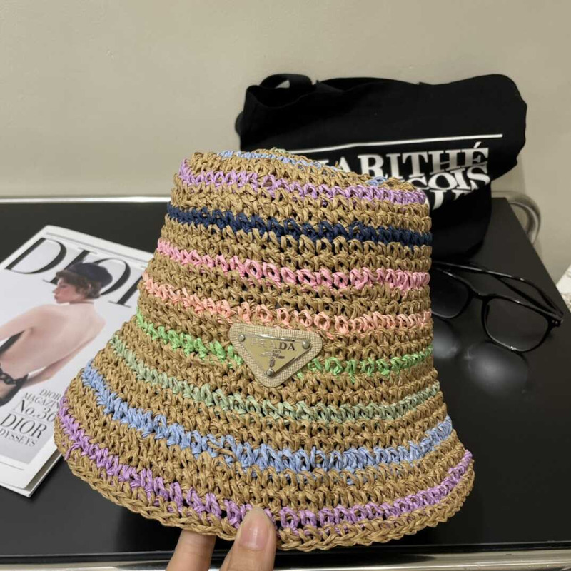 Pra*a woven fabric bucket hat in multicolor