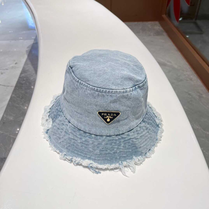 Pra*a denim bucket bag light blue