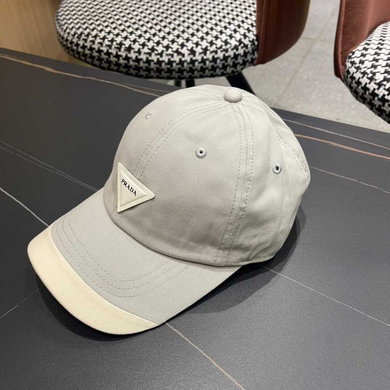 Pra*a re-nylon baseball cap in grey and white