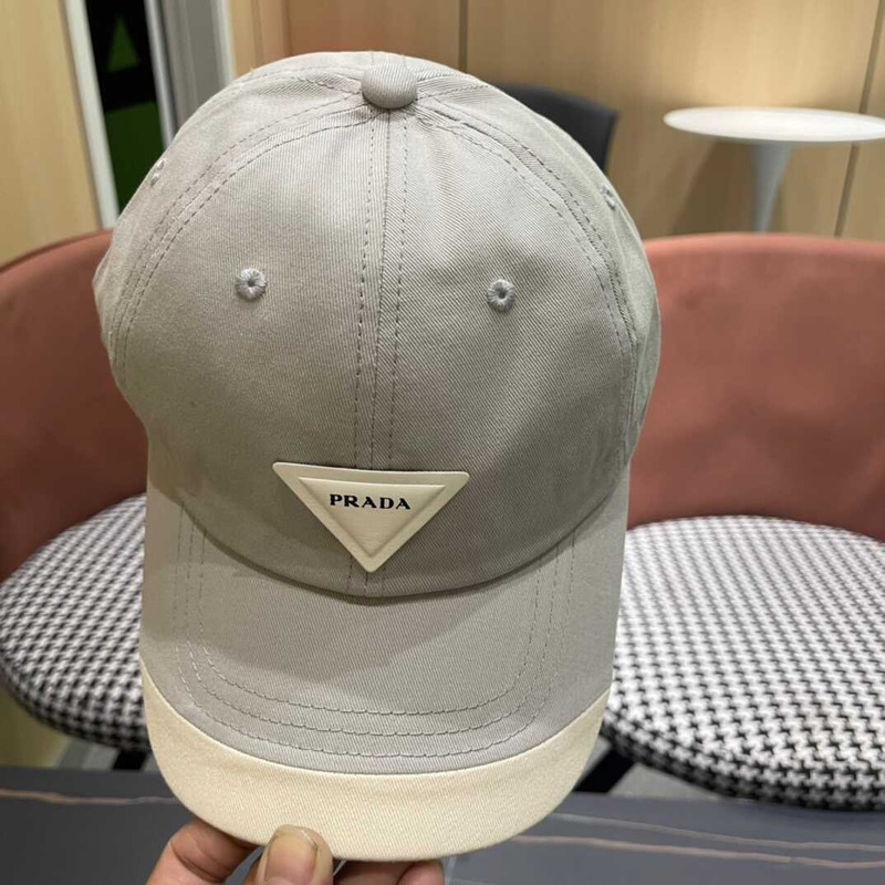 Pra*a re-nylon baseball cap in grey and white