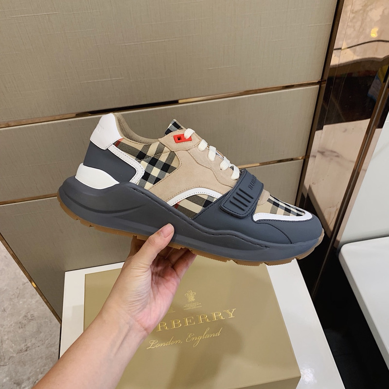 B**rry ramsey vintage check suede leather sneakers grey archive beige