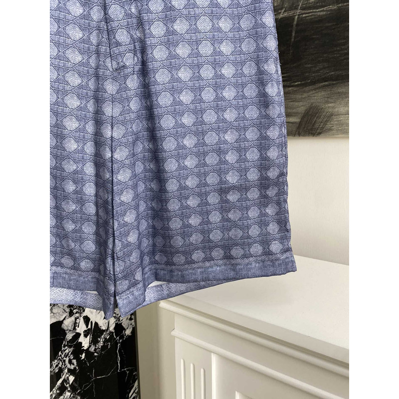 D*or cannage bermuda shorts blue silk twill