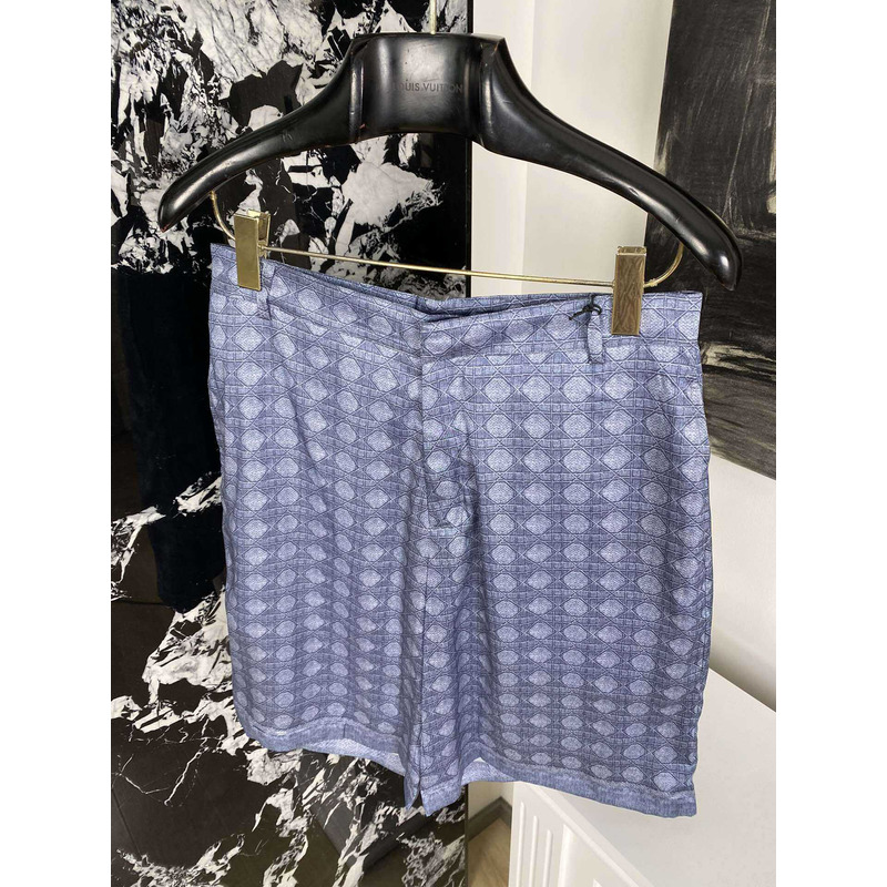 D*or cannage bermuda shorts blue silk twill