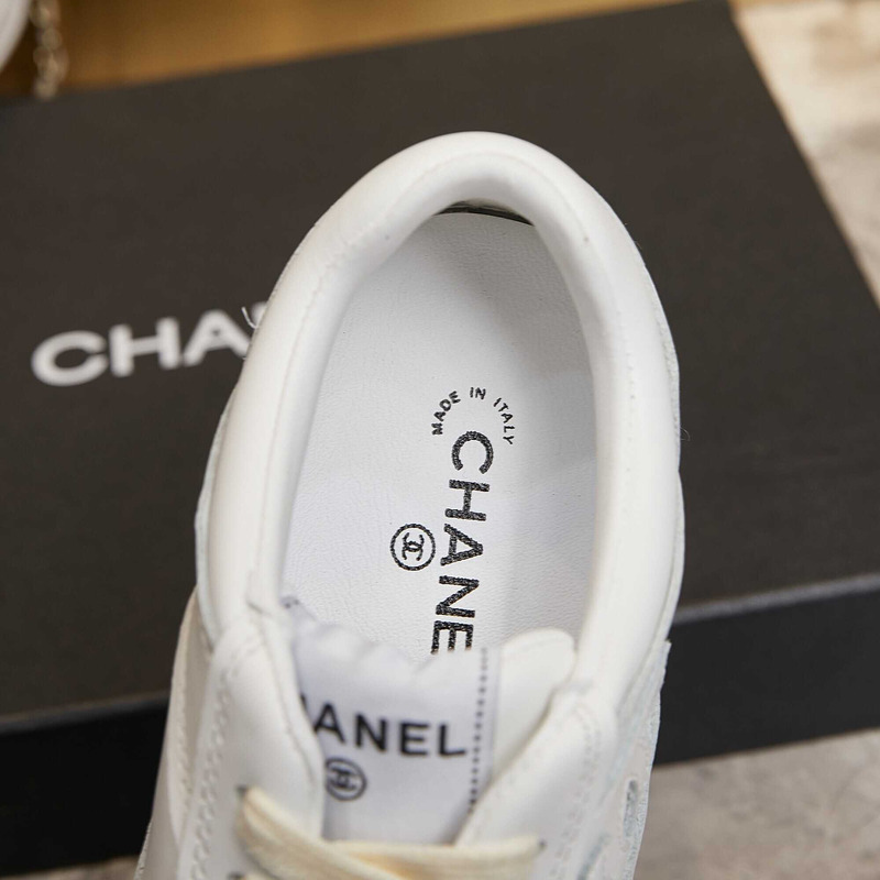 Ch*el sneaker calfskin yellow and white