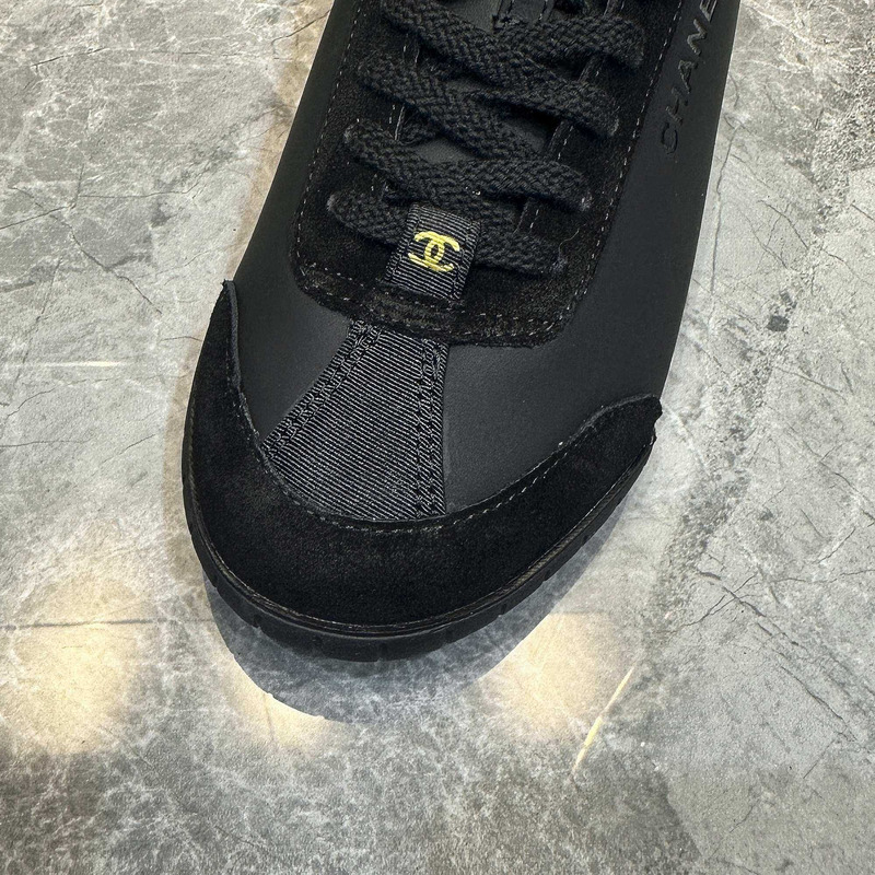 Ch*el sneaker calfskin & suede calfskin black