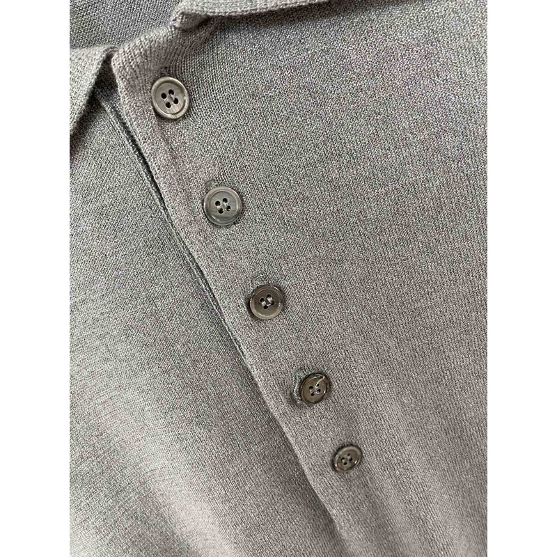 Thom Browne Cotton 4-Bar Short Sleeve Polo Gray