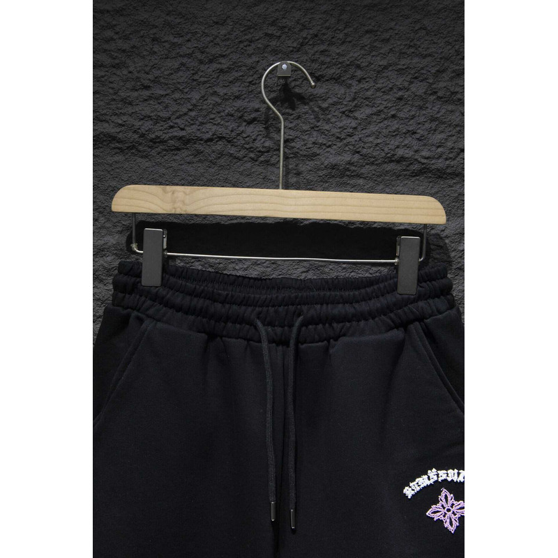Ch*0me heart  embroidered cotton shorts black