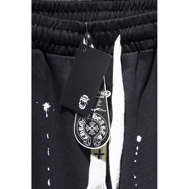 Ch*0me heart  embroidered cotton shorts black