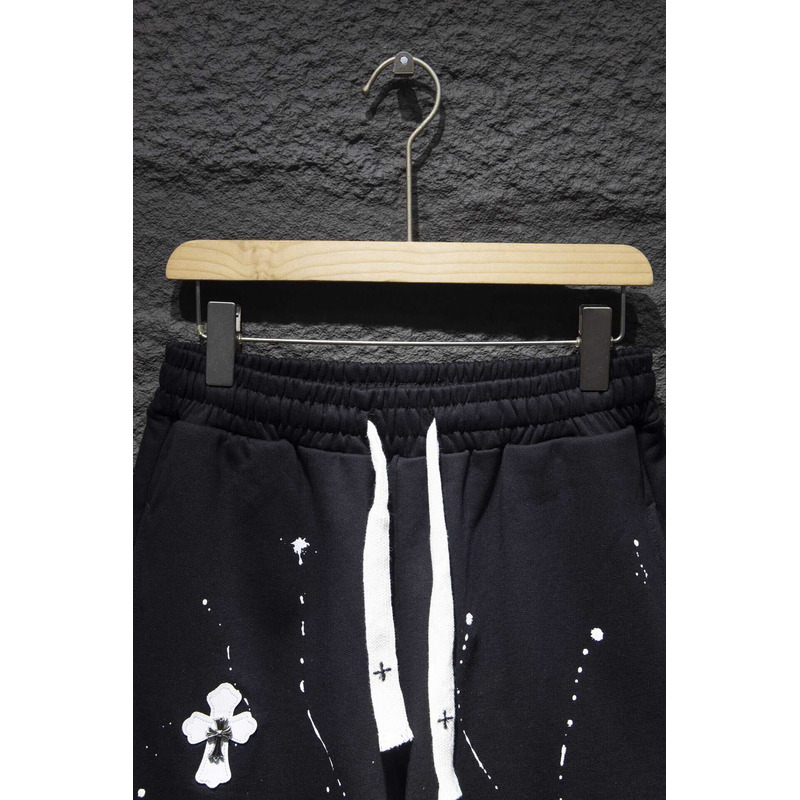 Ch*0me heart  embroidered cotton shorts black