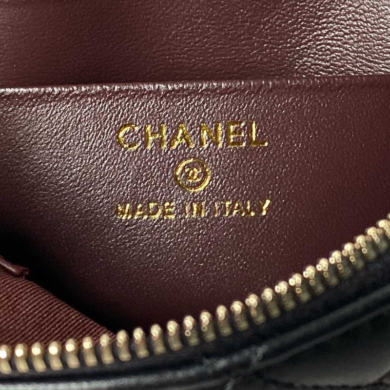 Ch*el classic chain lambskin evening bag black