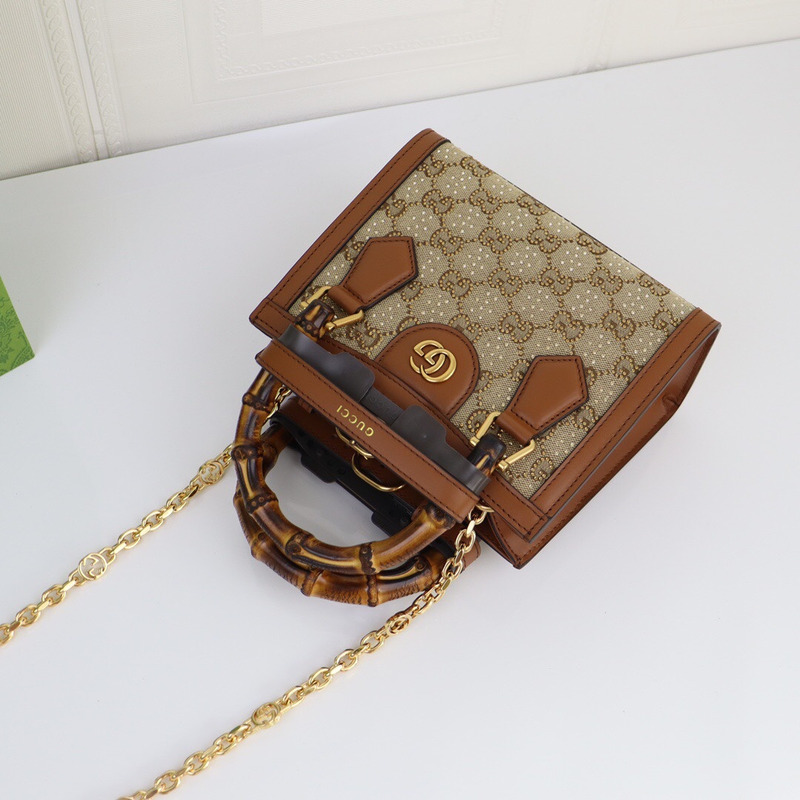 G*u*i mini tote bag camel and ebony gg canvas with crystals bag
