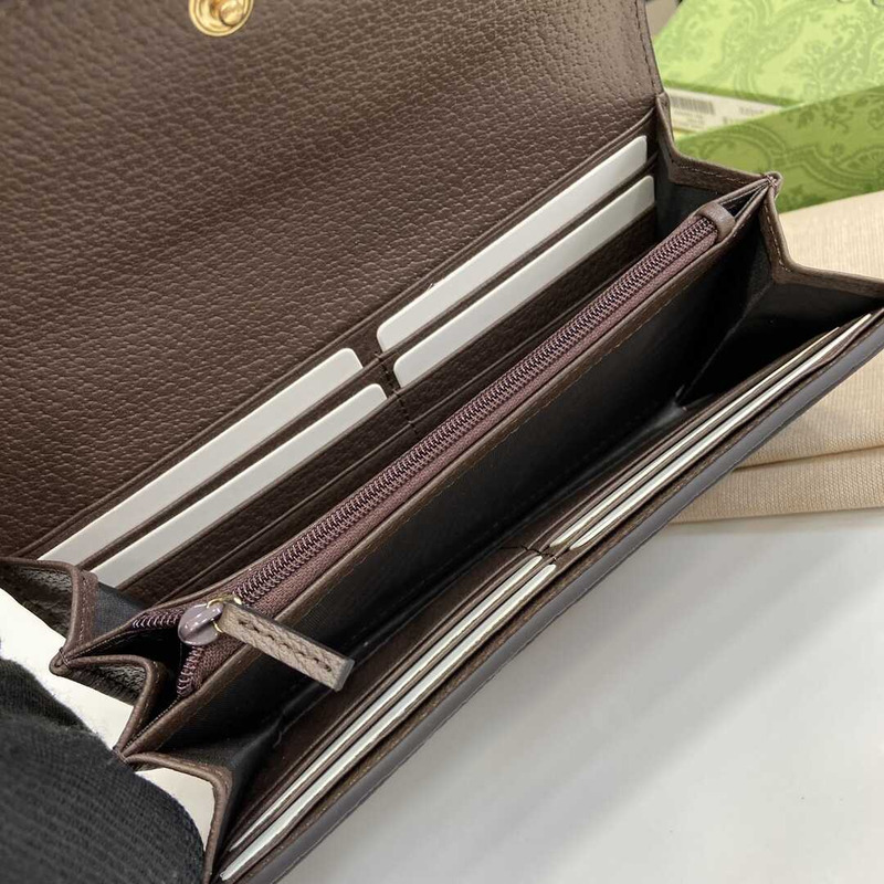 G*u*i ophidia gg canvas & leather continental wallet brown