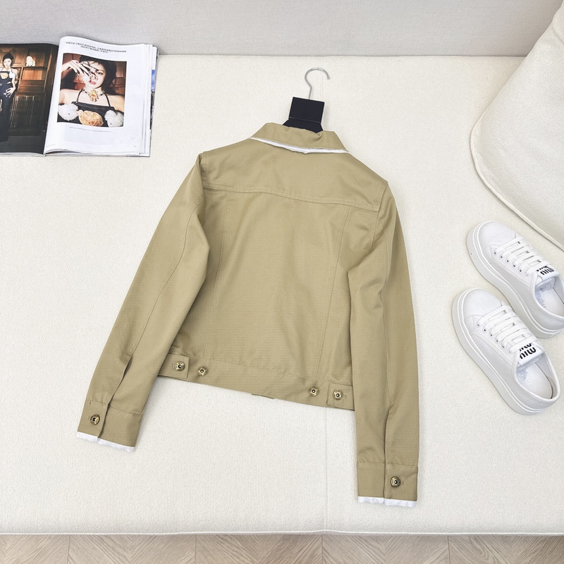 Miu Miu Logo Chino Jacket In Khaki