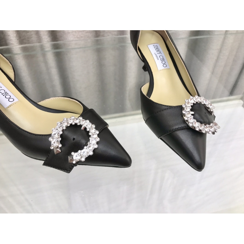 Jimmy Choo Melva Dorsay 50mm leather pumps Black