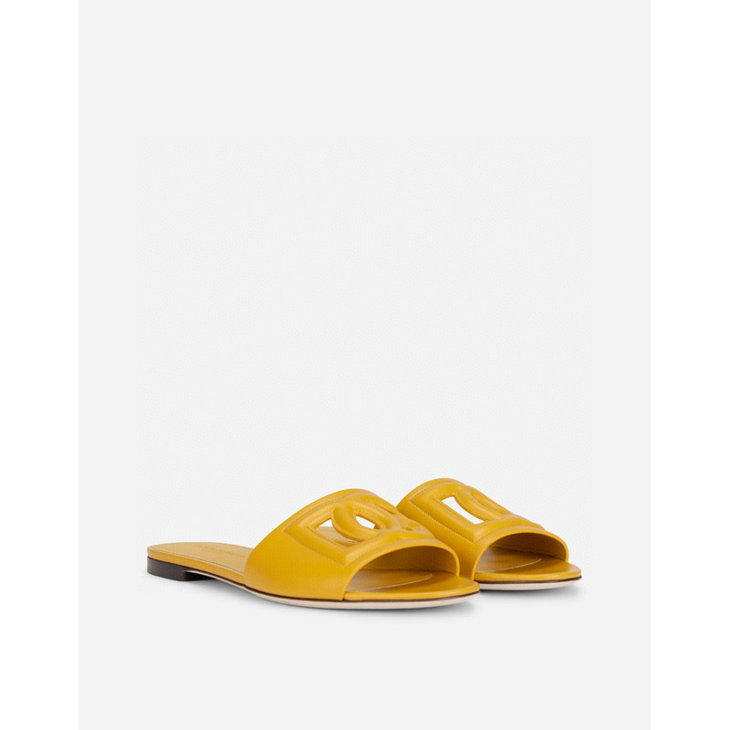 Dolce Gabbana Dg Logo Rubber Slippers Yellow