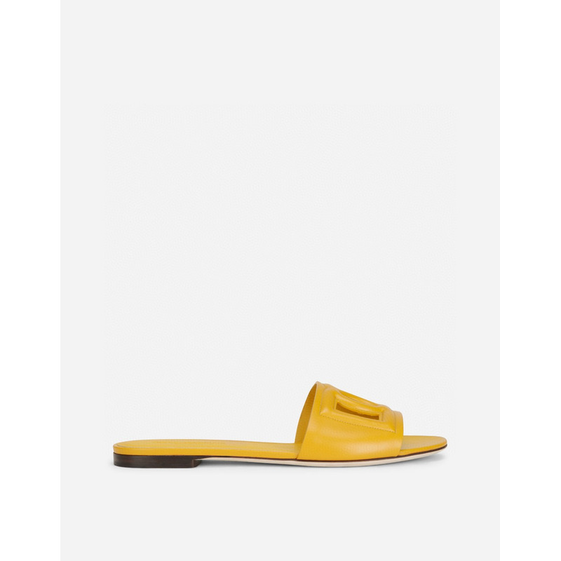 Dolce Gabbana Dg Logo Rubber Slippers Yellow