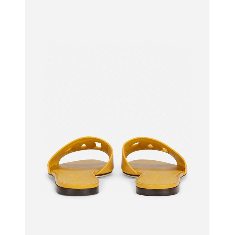 Dolce Gabbana Dg Logo Rubber Slippers Yellow