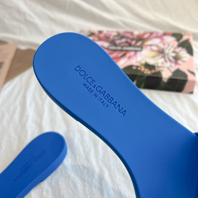 Dolce Gabbana Dg Logo Rubber Slippers Blue