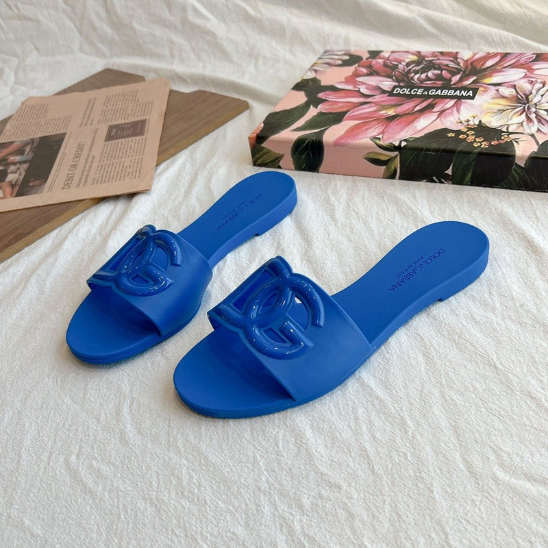 Dolce Gabbana Dg Logo Rubber Slippers Blue