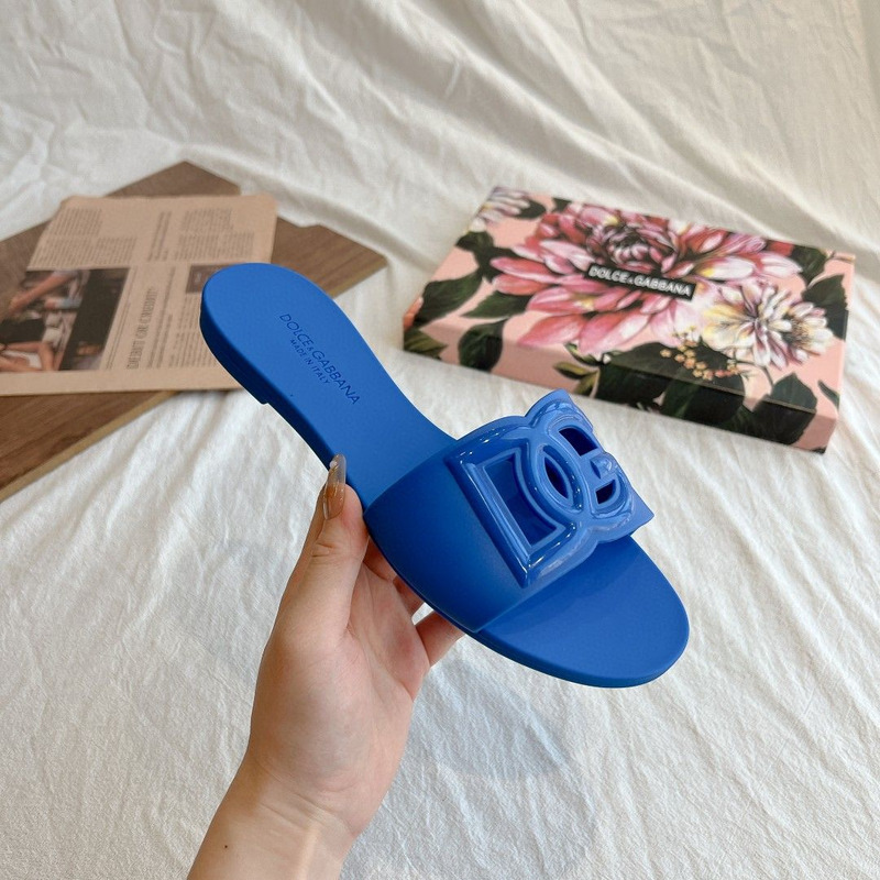 Dolce Gabbana Dg Logo Rubber Slippers Blue