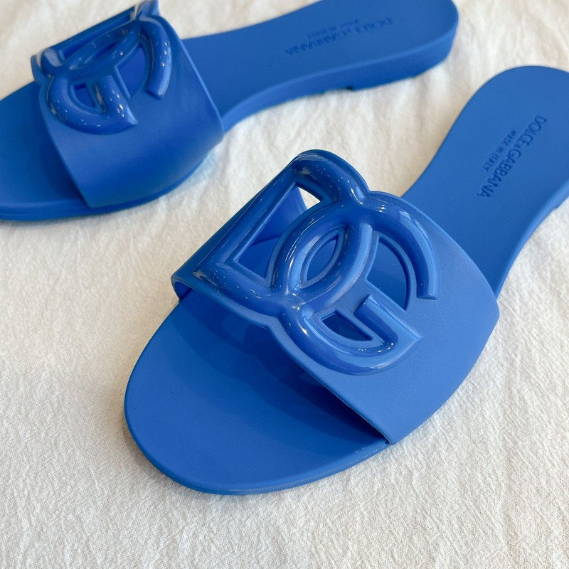 Dolce Gabbana Dg Logo Rubber Slippers Blue