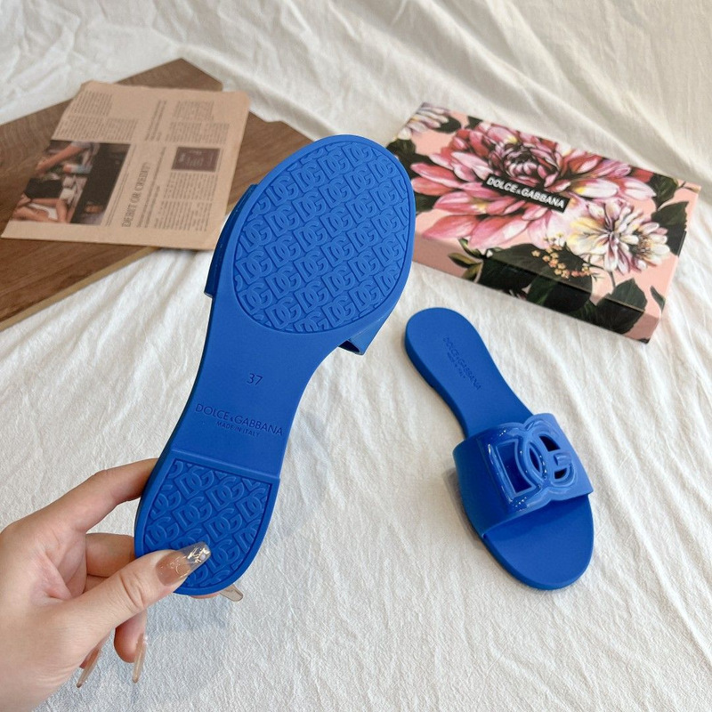 Dolce Gabbana Dg Logo Rubber Slippers Blue