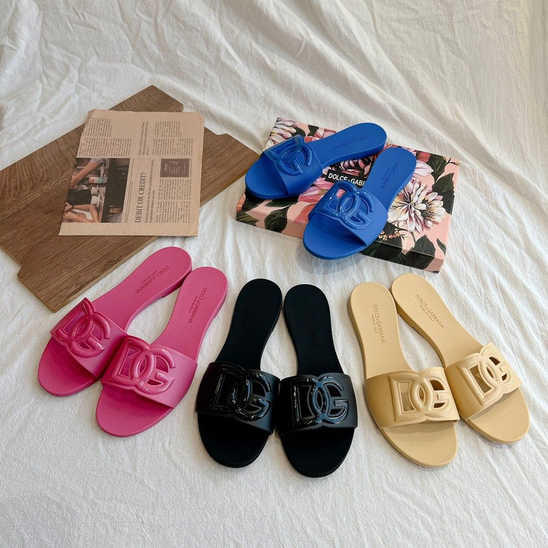 Dolce Gabbana Dg Logo Rubber Slippers Blue