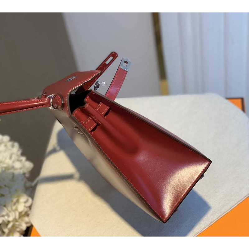 H**mes kelly 28 rouge h sellier sombrero silver hardware red