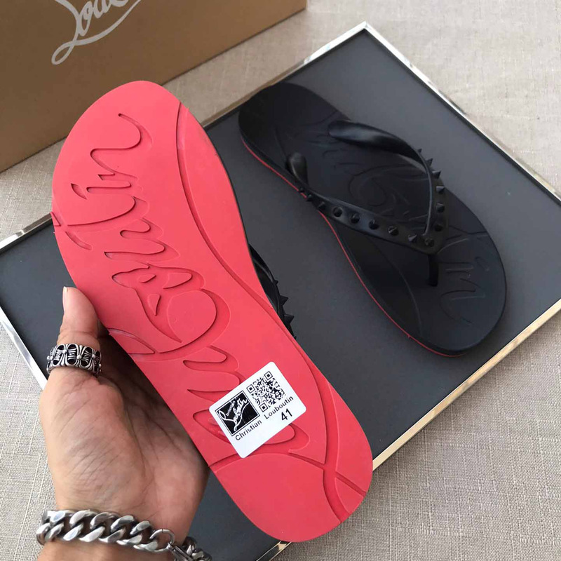 Ch**an louboutin loubi flip black pvc