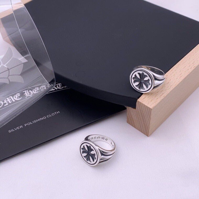 Ch*0me heart round cemetery cross ring