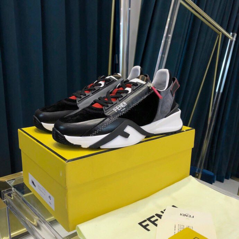 F**di black & grey suede