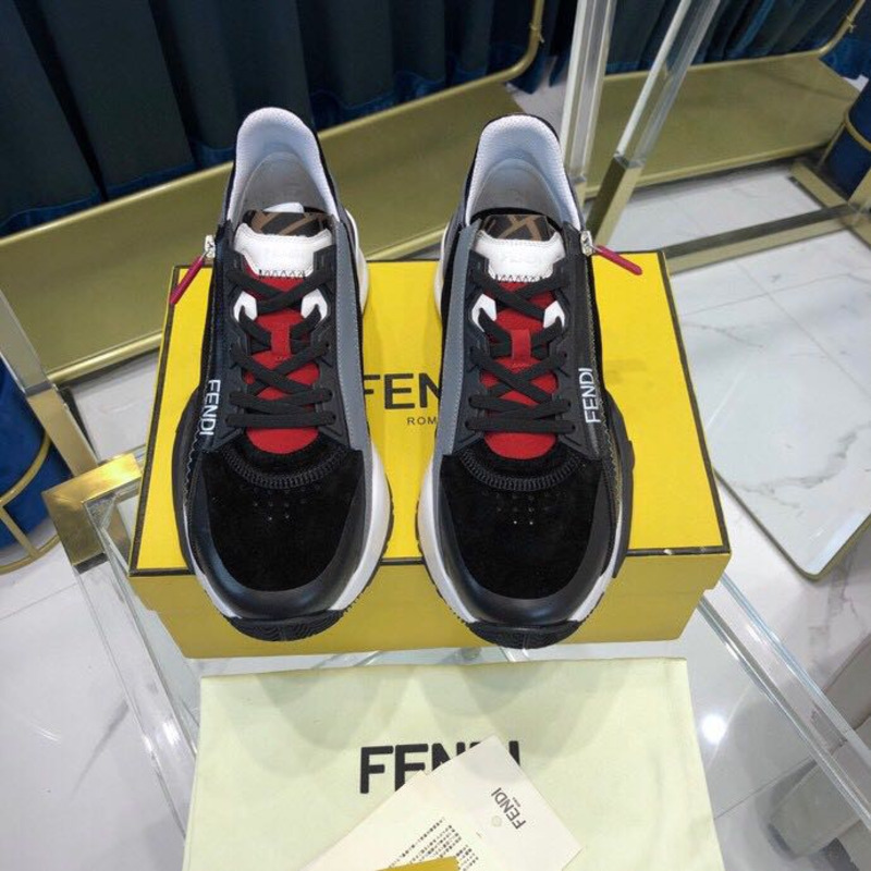 F**di black & grey suede
