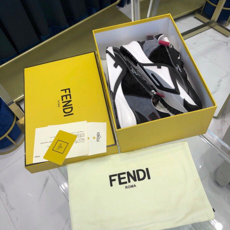 F**di black & grey suede