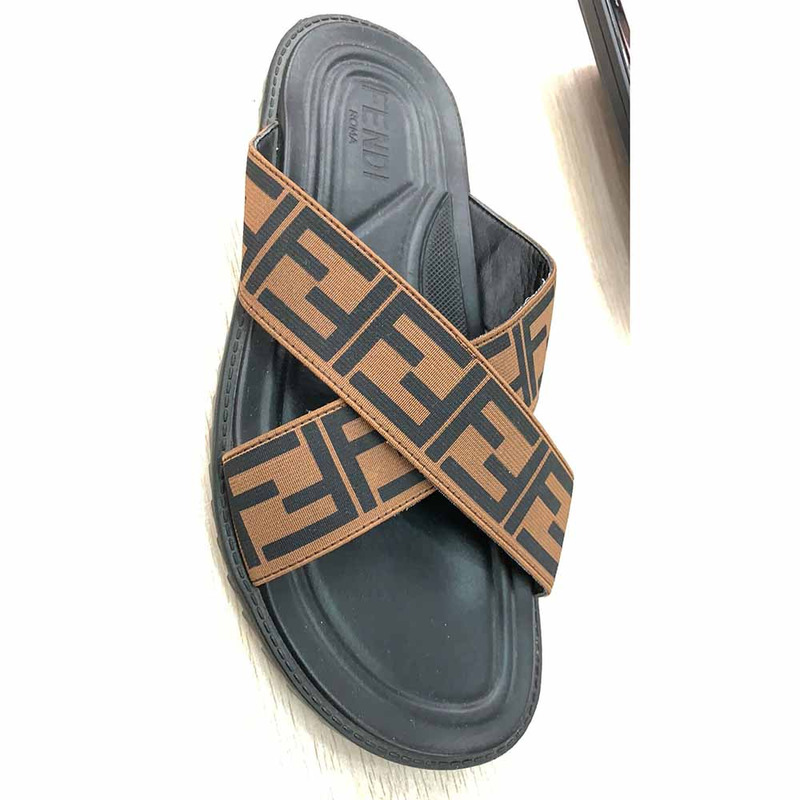 F**di printed crossed strap slides sandals