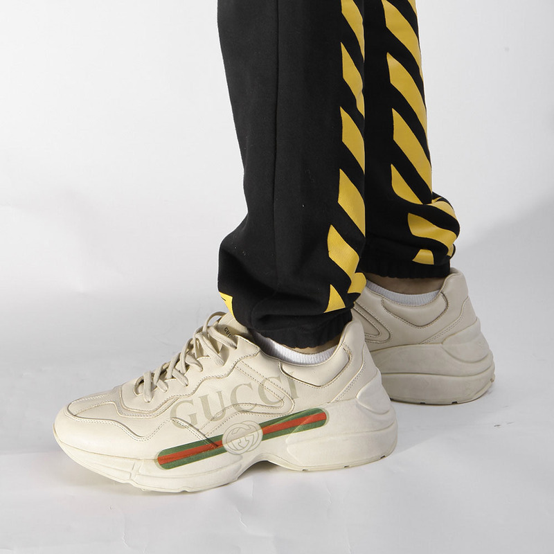 G*u*i rhyton logo ivory leather sneaker
