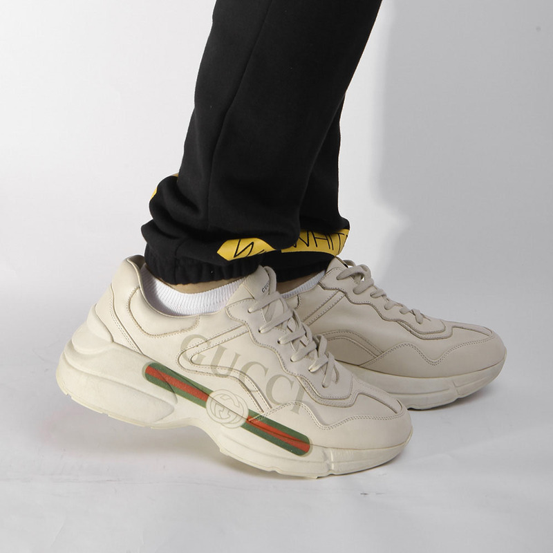 G*u*i rhyton logo ivory leather sneaker