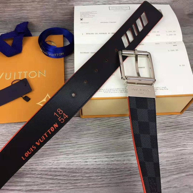 l**is V*t*n damier cobalt race print 40mm reversible belt